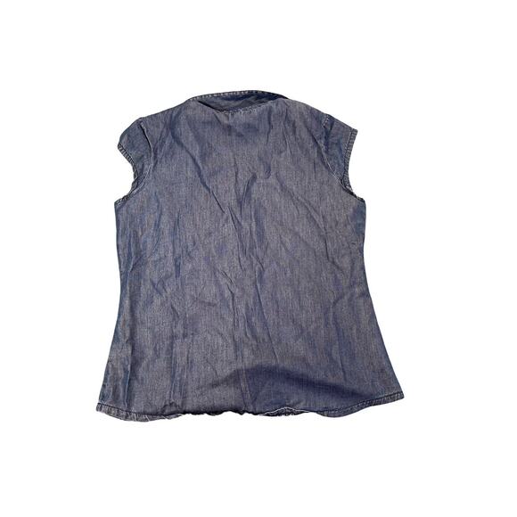 Guess Denim Bottom Up Shirt Sleeveless Women’s Medium - Picture 4 of 4